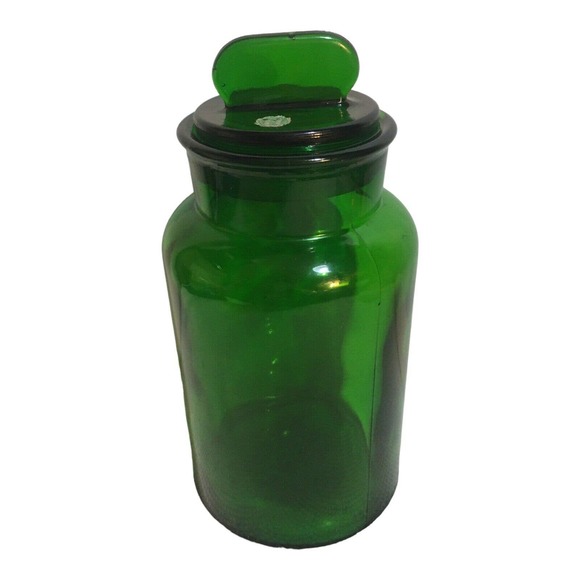 Anchor Hocking Kitchen Vintage Green Glass Jar Glass Lid With Tab